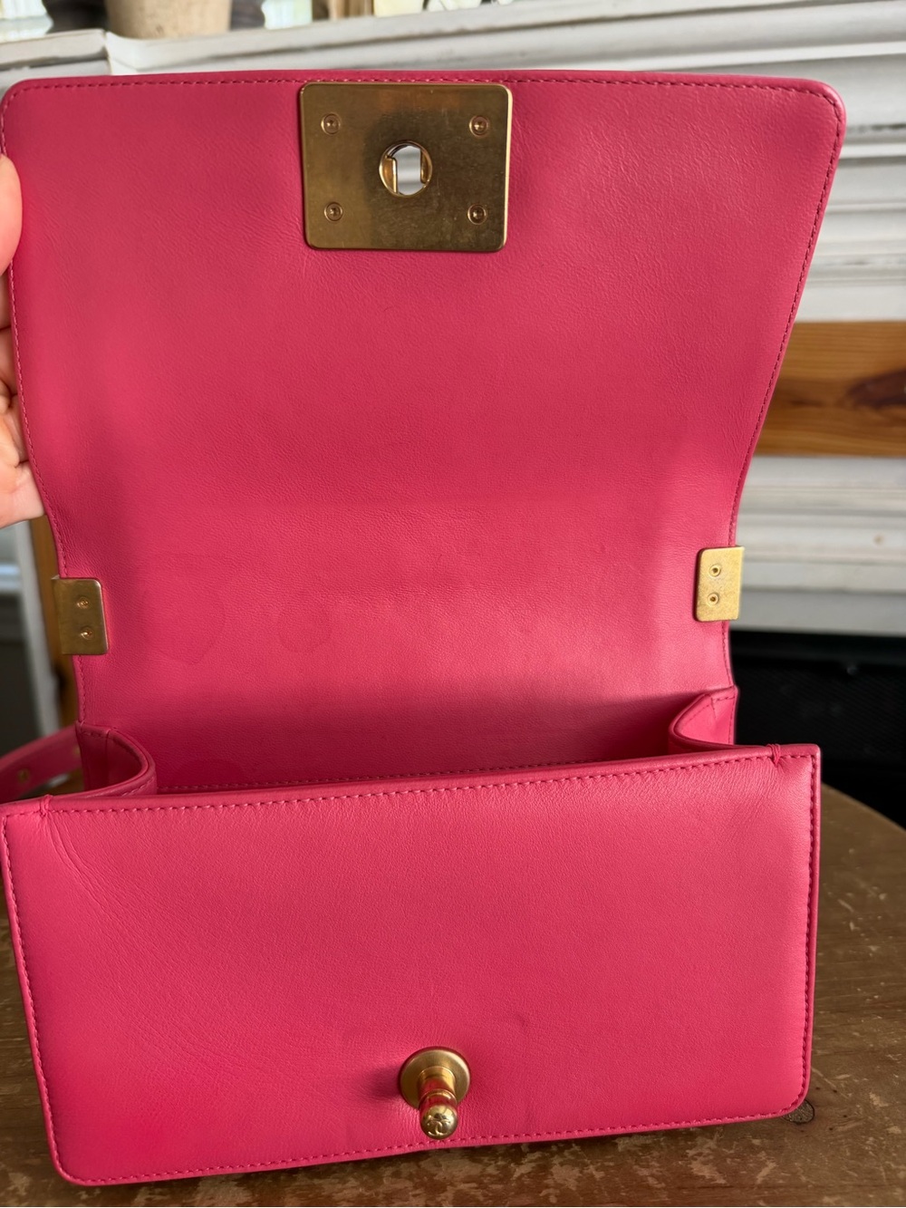 CHANEL Hot Pink Quilted Lambskin Small Boy bag Crossbody with Gold Hardware - Picture 14 of 16